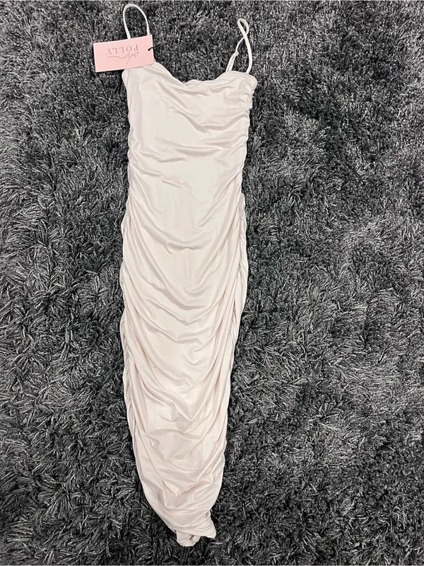 🌺Oh Polly Ivory Ruched Midi Dress Us Size 4 Nwt🌺 - Image 2