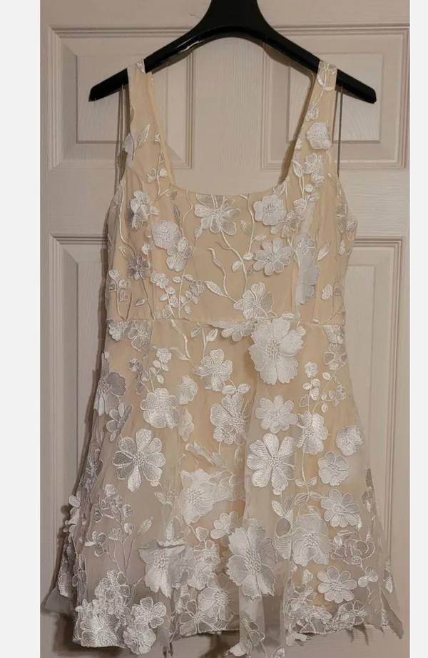 Lulus Divine Intentions White 3D Floral Embroidered Mini Dress - Image 2