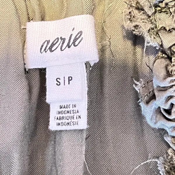 1069 | Aerie Boho Smocked Waist Flowy Viscose Maxi Skirt Olive Green‎ Womens S - Image 5