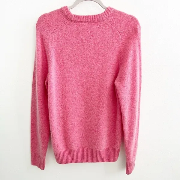 NEW H&M WOOL Sweater Medium Crew Neck Long Sleeve Ribbed Hem bubble gum pink - Image 8