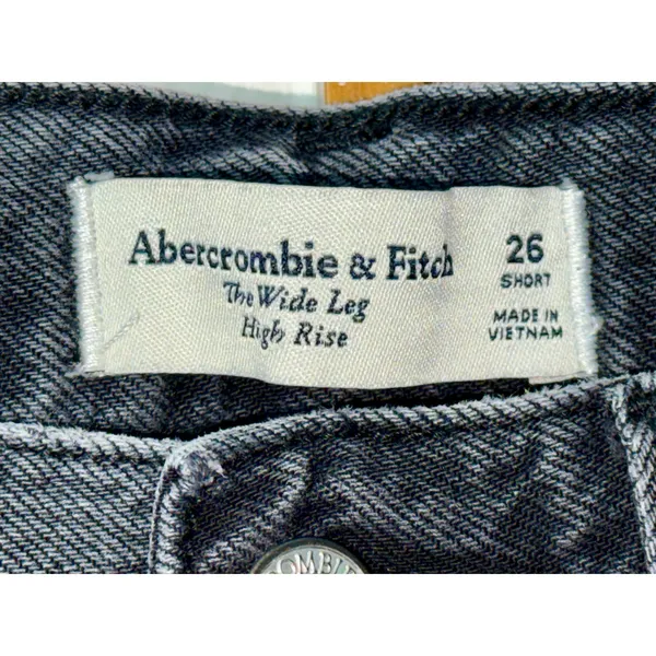 Abercrombie & Fitch The Wide Leg High Rise Black Denim Jeans Womens 26 S Short - Image 3