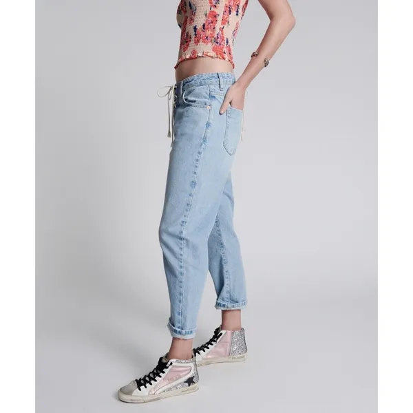 nwt 28 / 6 Womens One Teaspoon Relaxed Fit Laced Bandit Jeans Lace Up Best Blue - Image 2