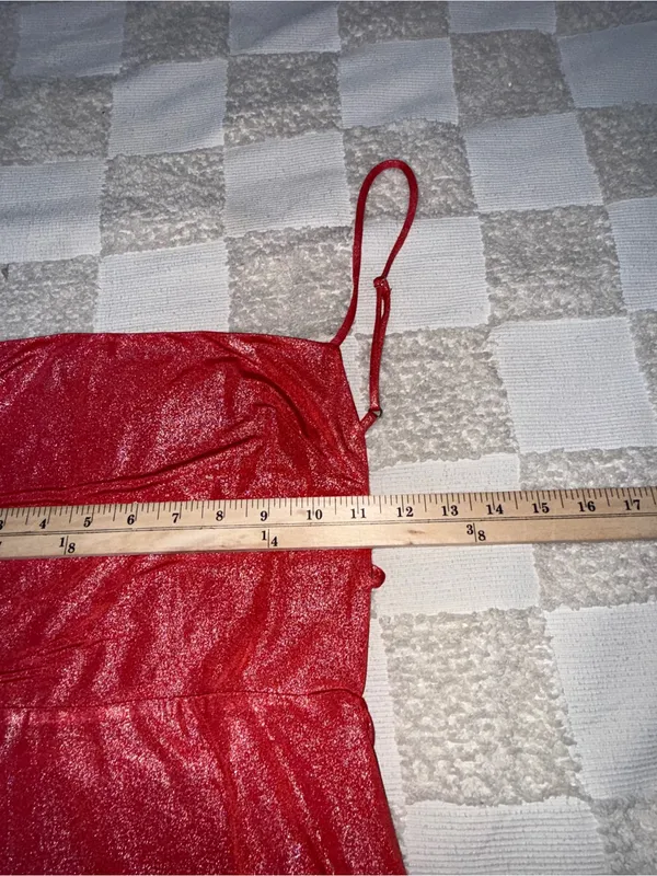NWOT‎ Lucy in the Sky Starstruck Strappy Dress in Red Shimmer size Small - Image 3