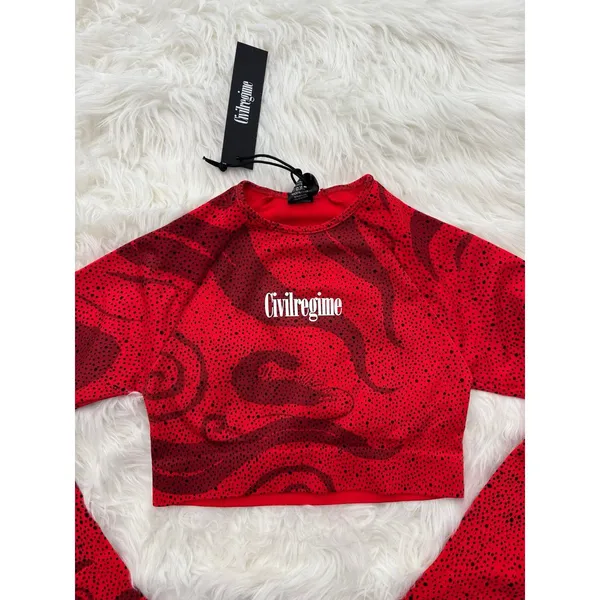 Civil Regime Red Chaos Kelly Seamless Long Sleeve Crop Top Size XS - Image 3