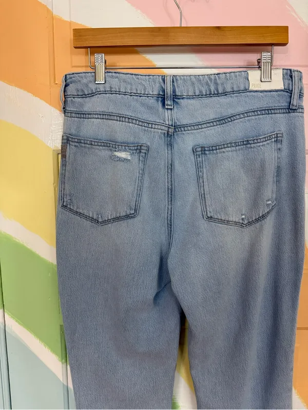 PAIGE Noella Light Blue Patchwork Cropped Raw Hem Jeans Sz 29 🧡🍄 - Image 7