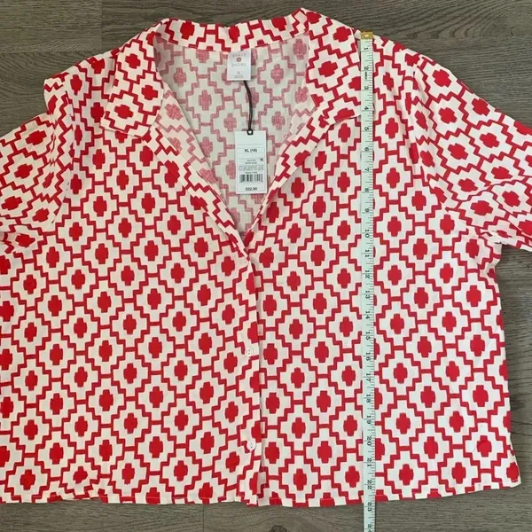 Shade & Shore™ Cropped Button-Up Short Sleeve Cover Up Top - Size XL - Red - NWT - Image 9