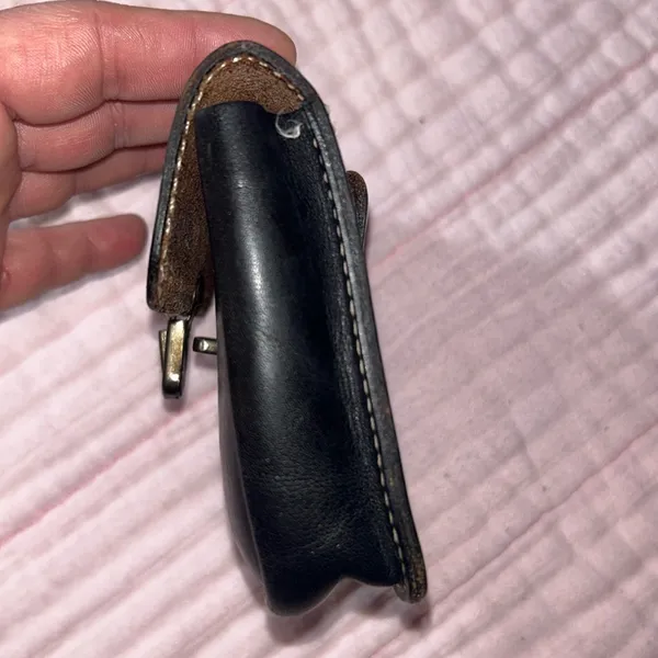 Vintage Black Genuine Leather Pouch for Belt - Image 11