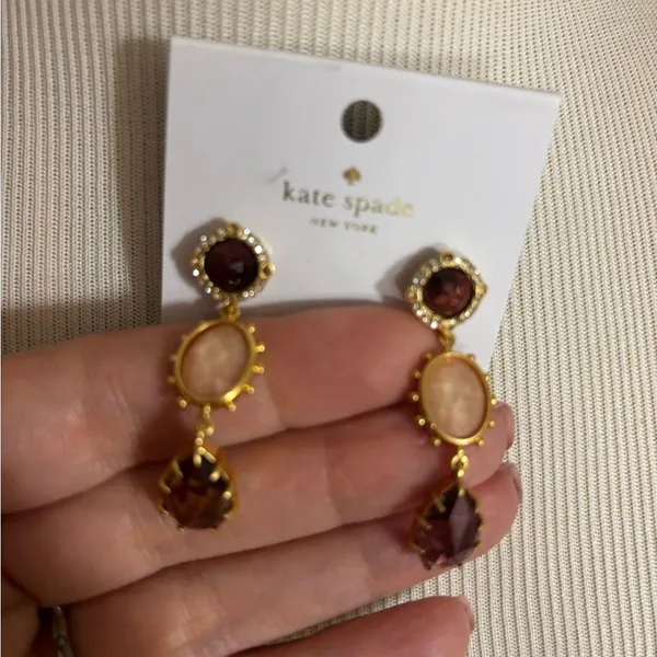 Kate Spade Perfectly Imperfect Linear Earrings, Berry-multi, NWT $68 - Image 5
