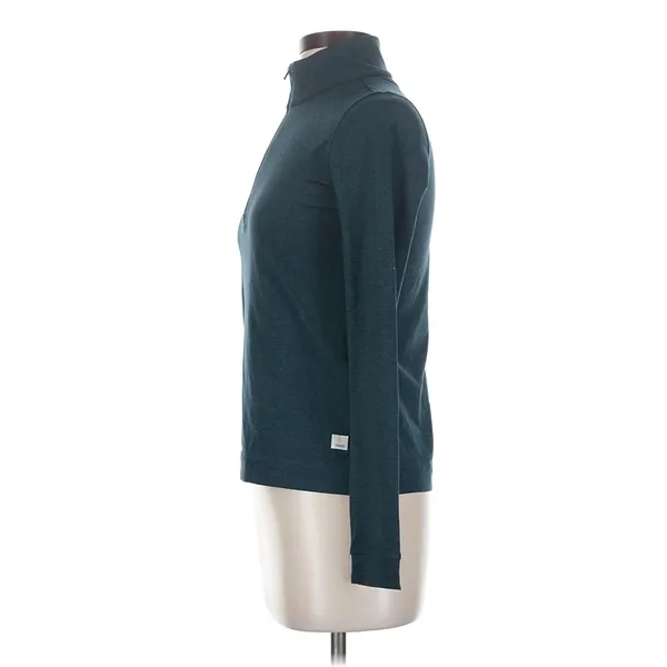 Vuori Teal Heather Half Zip Mock Neck Long Sleeve Performance Pullover Small - Image 2