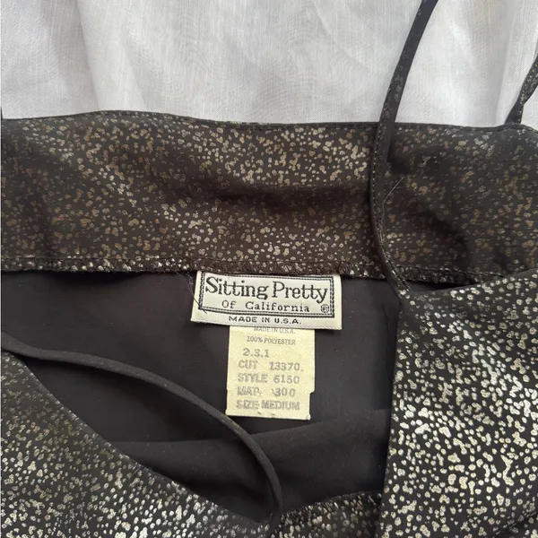 Vintage Sitting Pretty Black Metallic Crackle Cami - Image 3