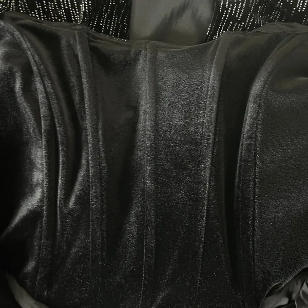 Lavish Alice Altered Crystal Velvet Mini Dress Black Metallic Corset Drape Sz 4 - Image 4