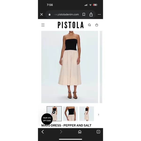 Pistola Mavo Midi Dress Pepper and‎ Salt Black Cream P00071056KV - Image 4