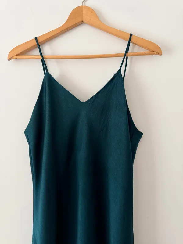 Vintage Claudel Emerald Green Midi Slip Dress - Image 4
