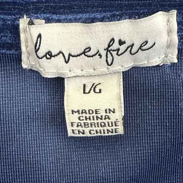 Love Fire Ruched Square Neck Solid Velvet Crop Top Blue Goth Aesthetic Size L - Image 7