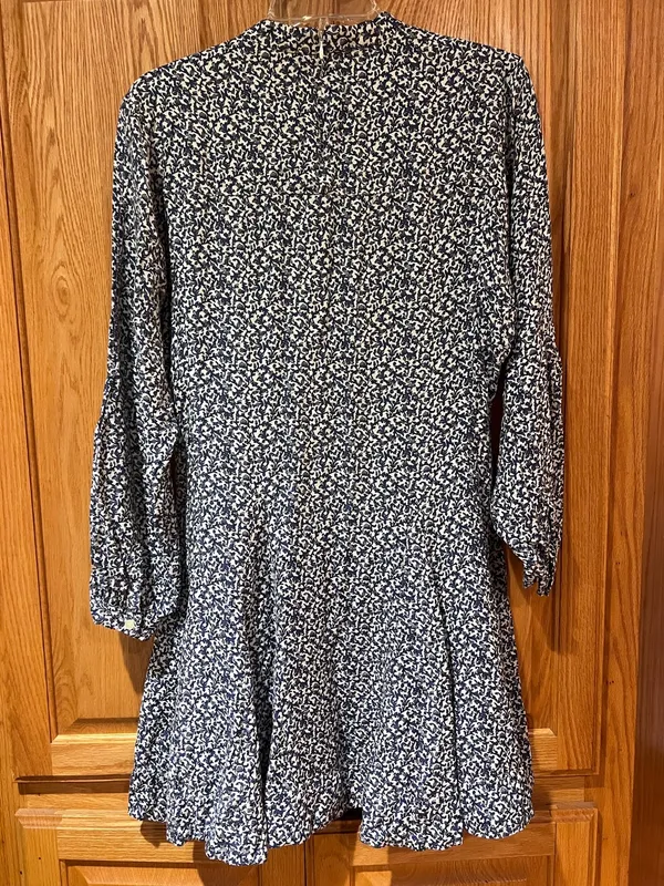 Derek Lam 10 Crosby Long Sleeve Mock Neck Blue Floral Print Mini Dress Size 6 - Image 6