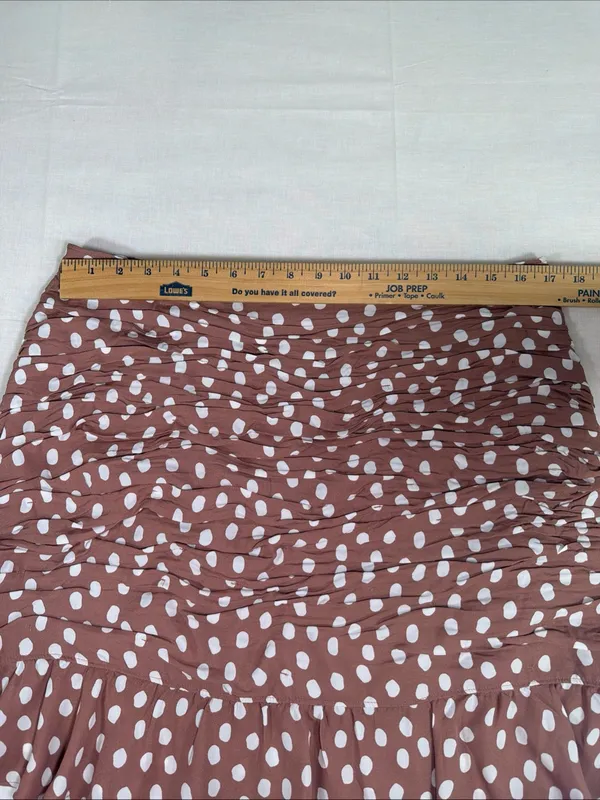 Abercrombie & Fitch Ruched Mini Skirt XL NWT Dusty Pink Polka Dot Mod Preppy - Image 5