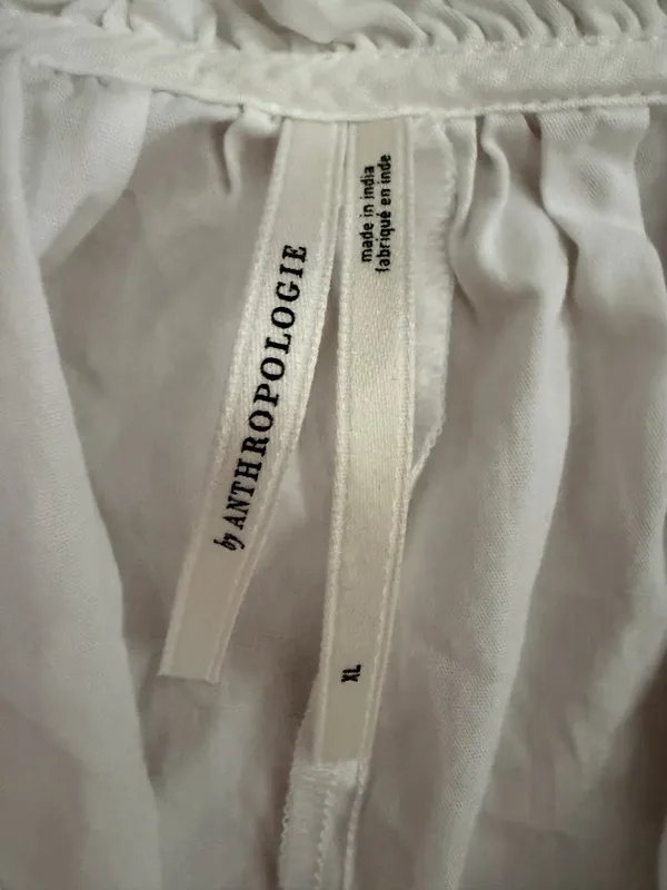 XL - ANTHROPOLOGIE - Women’s White Peasant Tie-Sleeve Crop Top oversized - Image 7