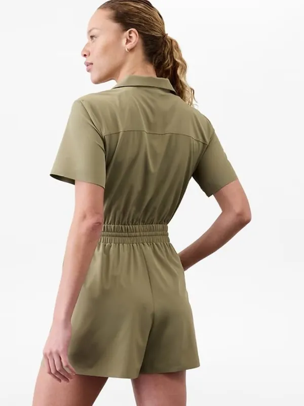 New Athleta M Avenue Romper Olive Branch Medium - Image 3