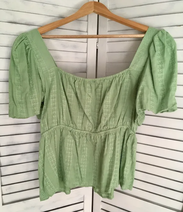 Draper James Green Peplum Top, XXL - Image 2