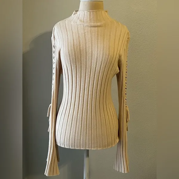 Buckle Wide Ribbed Sweater Size M - Image 5