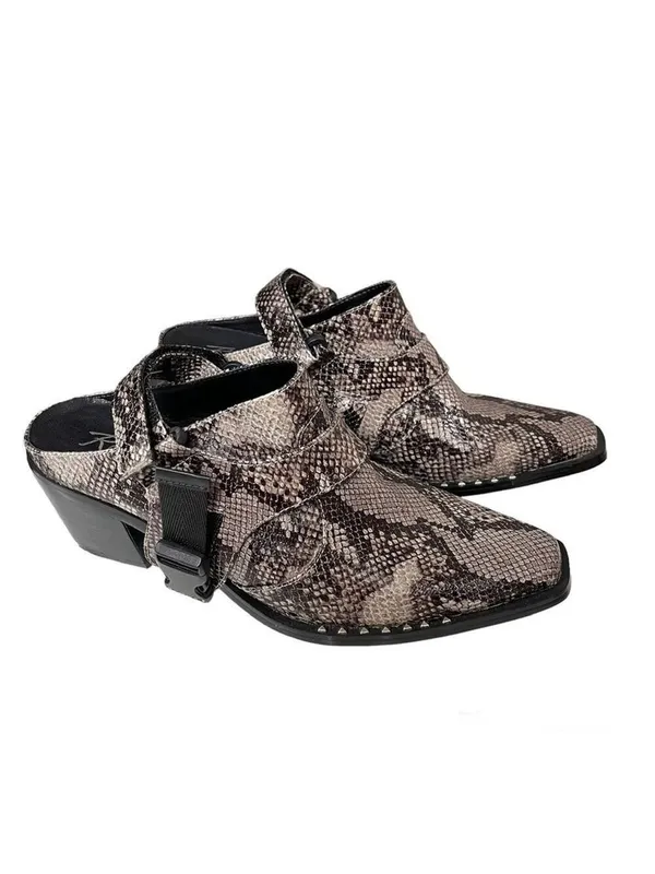 Rebels Vegan Leather Slingback Mule Reptile Snake Print Gray Slipons Sz 7.5 NWT - Image 2