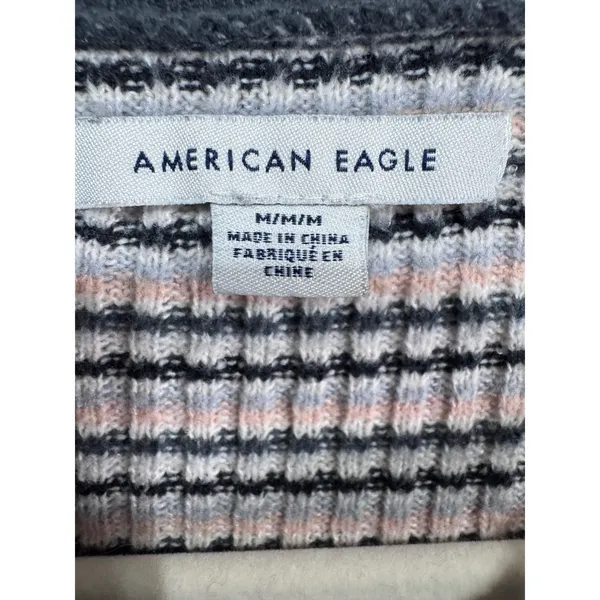 American‎ Eagle Medium Multicolor Striped Sweater Women's Ribbed Long Sleeve - Image 6