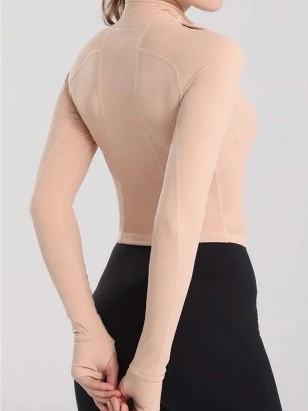 Amazon Slim Fit Yoga Half Zip Top Tan Pink Size S - Image 2