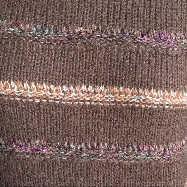 Vintage Joyce Taiwan‎ Knit Sweater Vest Brown Striped Button Shoulder M - Image 6
