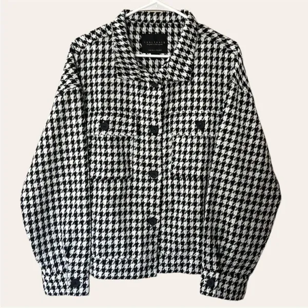 NWOT Sanctuary Ashley Jacket / Top Bouclé Houndstooth Size L - Image 3