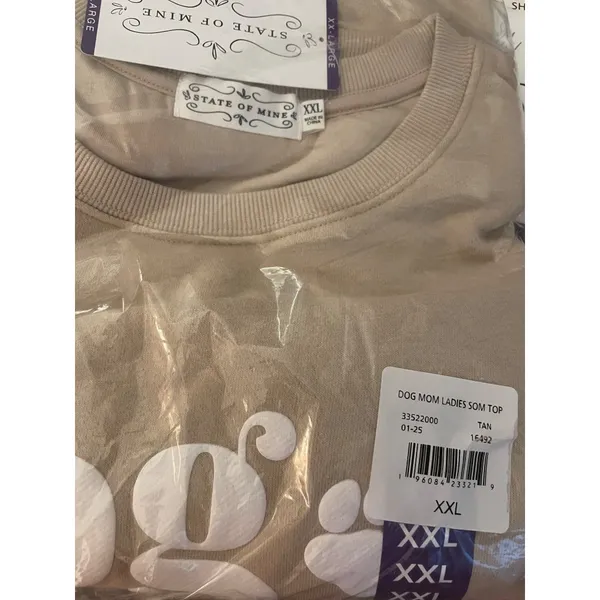New Women’s State of Mind Dog Mom Sweatshirt Tan Oatmeal size XXL - Image 8