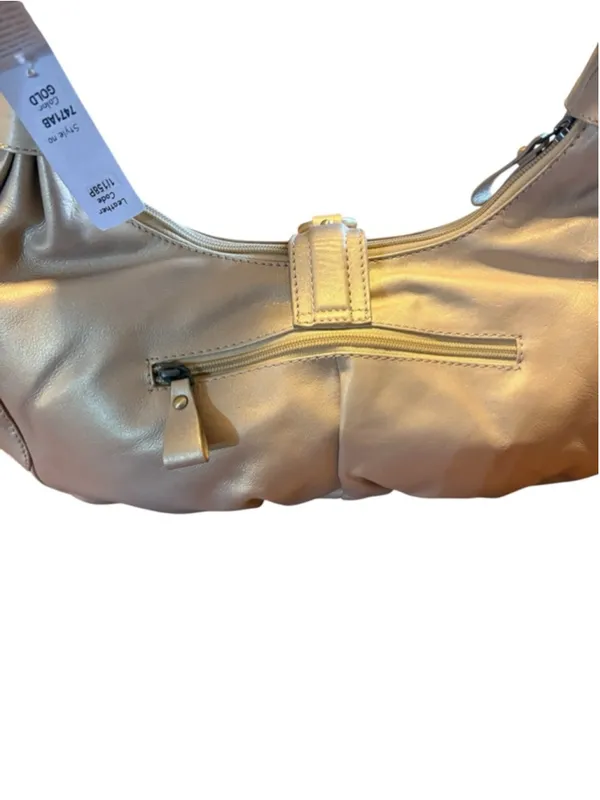 Michael Rome Italy Leather Hobo Purse Gold - Image 4