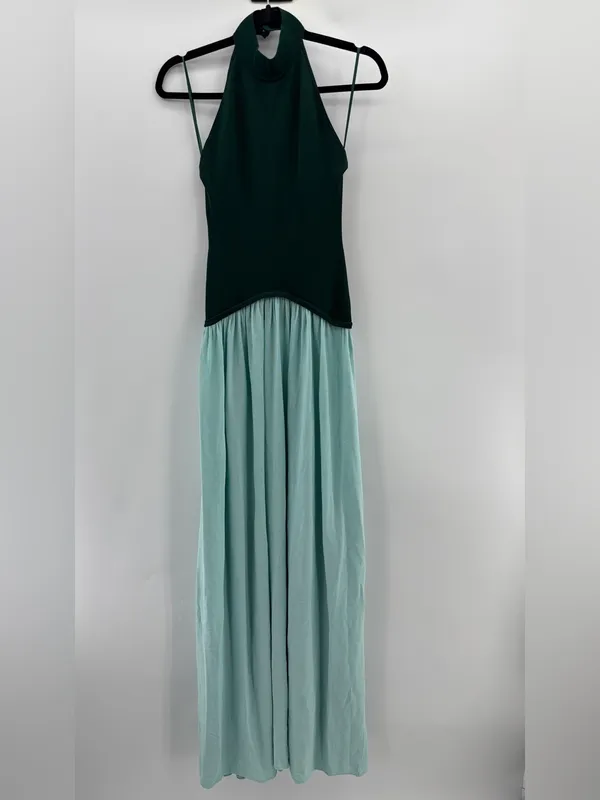 SOLID & STRIPED Soglio Halter Dress in Evergreen & Sky - Image 8