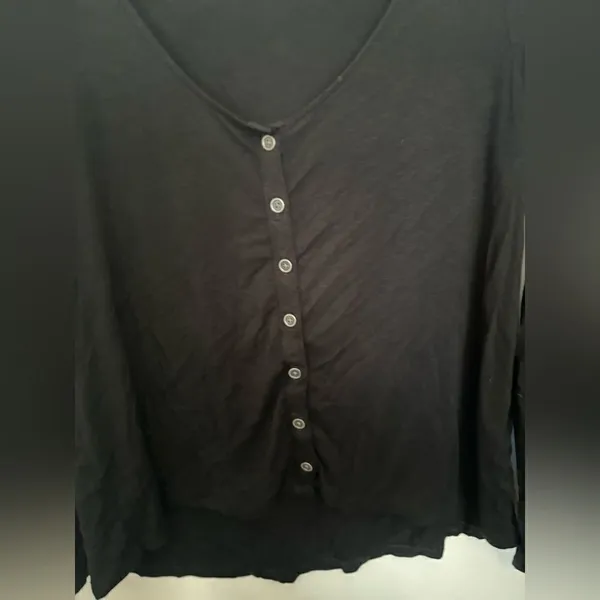 American Eagle Soft & Sexy Slub Button Front Top Small Black - Image 8