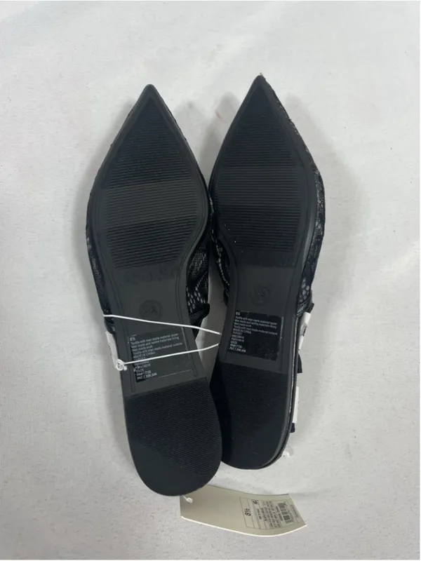 Womans New A New Day London SlingBack Flats 8.5 Black Pointed Toe Lace Fabric - Image 4