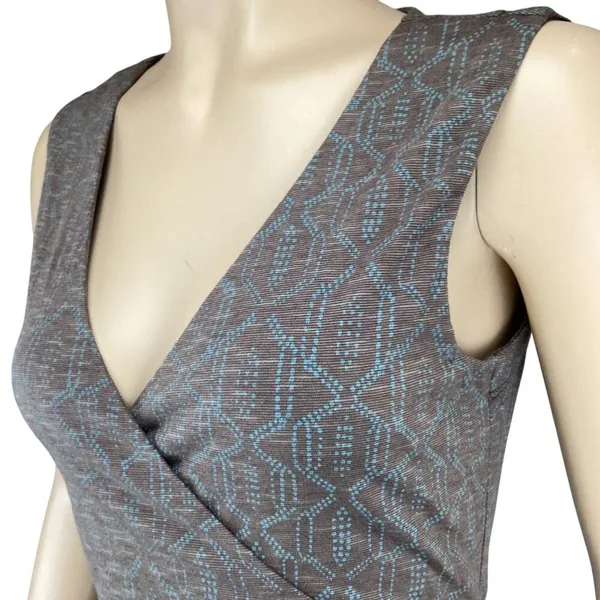 Toad‎ & Co Dress Size Medium Sleeveless Wrap Dress Brown & Blue Stretch - Image 2
