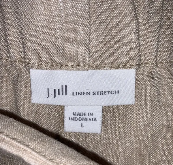 J Jill Linen Stretch Flat Flat Front Beige Pants Elastic Waist Large - Image 8