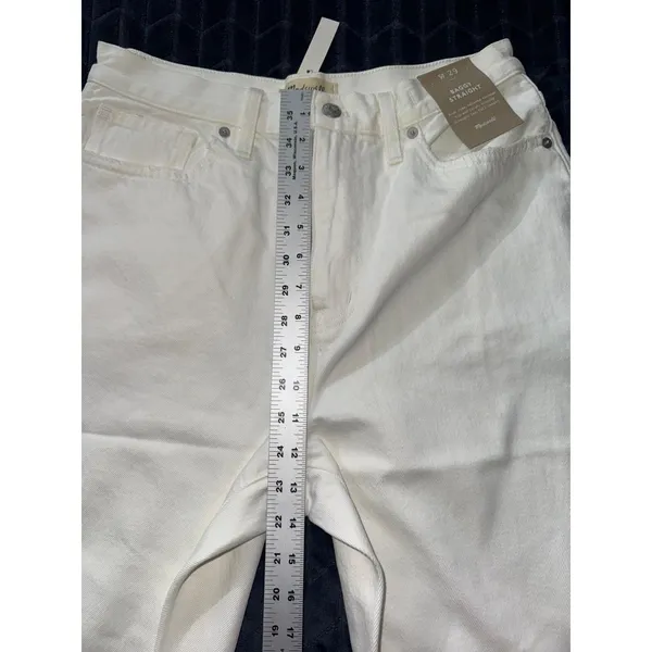 Madewell Women's Ripped Knee Baggy Straight Leg‎ Jeans Raw Hem White Size 29 - Image 8