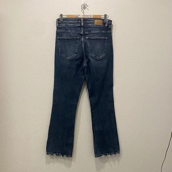 BKE Dark Blue Distressed Slim Fit High Rise Boot Cut Jeans - 30 - Image 6