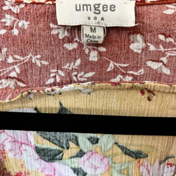 UMGEE Tunic Top Womens Blouse Medium Mix Floral Print Boho Gauze Balloon Sleeves - Image 7