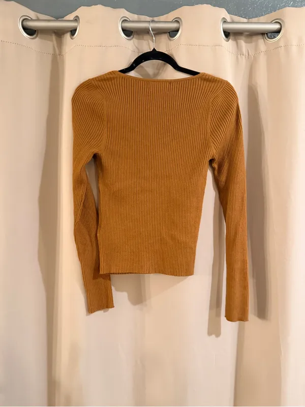 NWT Old Navy Ribbed Sweetheart Neck Sweater - Camel/Tan - Image 2
