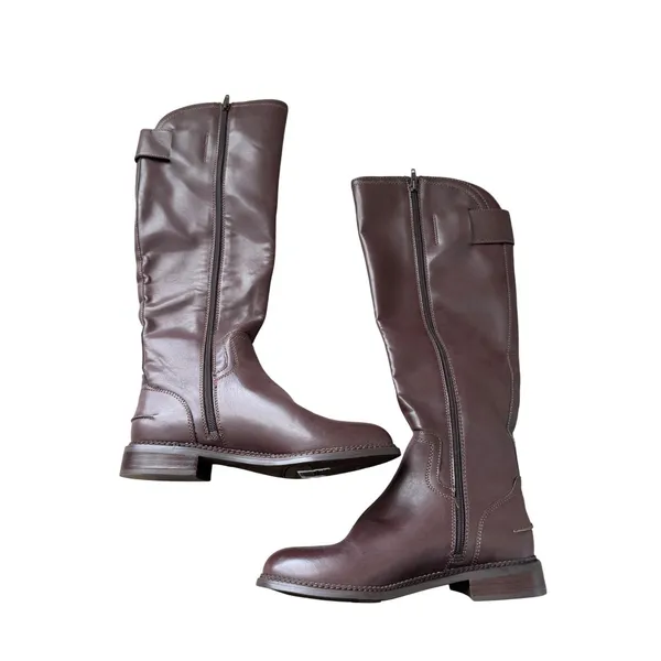 Franco Sarto Henrietta Brown Tall Riding Boots Size 6 Gold Stud Accents NEW - Image 3