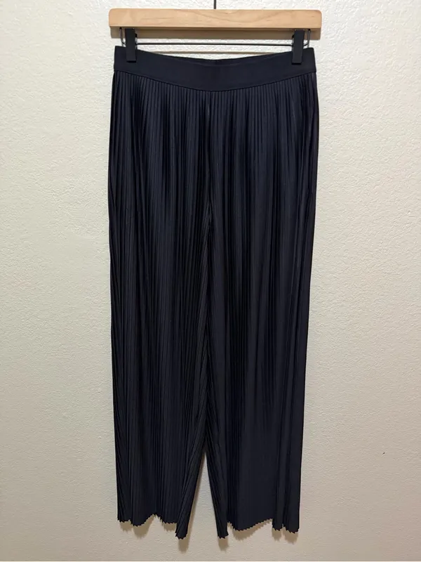 COS Ribbed Wide-Leg Pants Small Black High Rise Pull-On Minimalist - Image 2