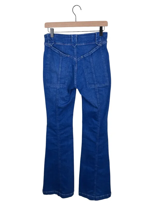 Free People Layla Boho High Rise Flare Leg Jeans Size 26 Electric Blue Denim - Image 4