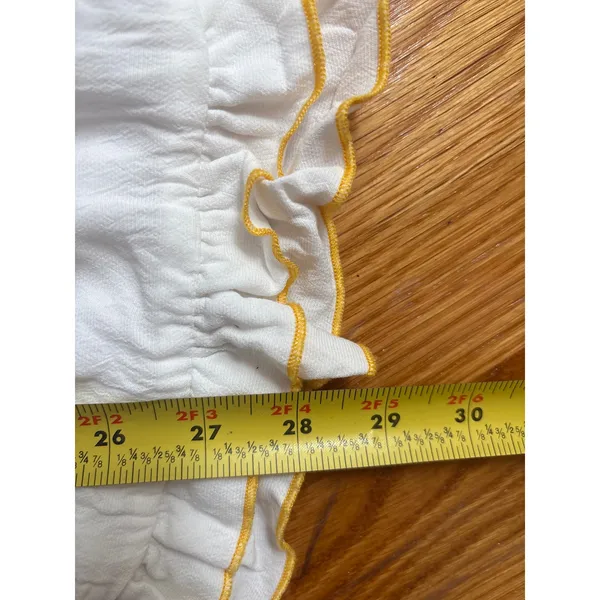 Privacy Please White Yellow Ruffle Trim Tie Front Mini‎ Dress XS Cottagecore - Image 4