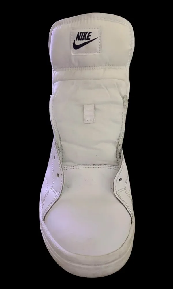 Nike white leather high tops with black swoosh - Image 7