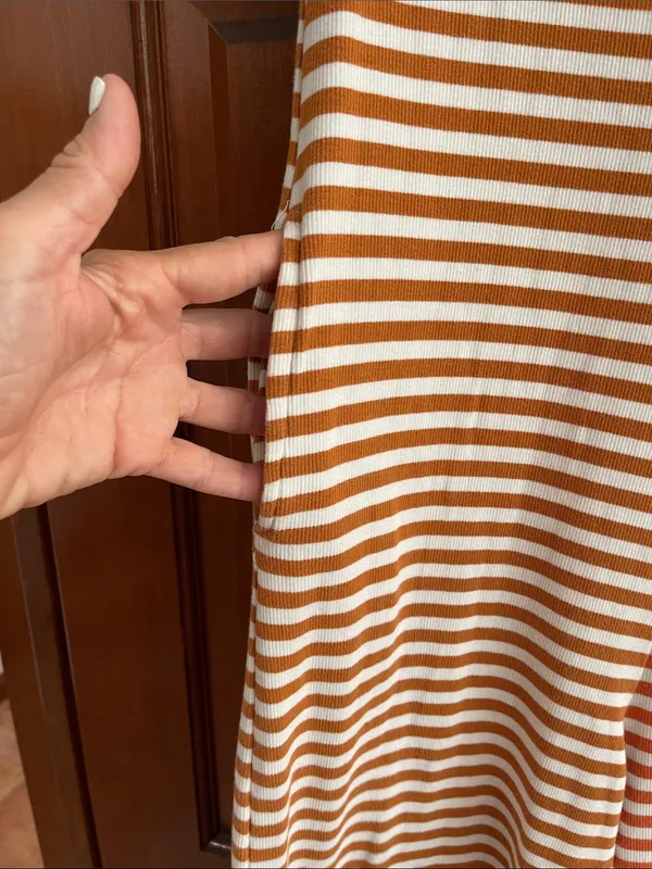 Daphne Striped wide leg jumpsuit with pockets Small Pink - Image 4