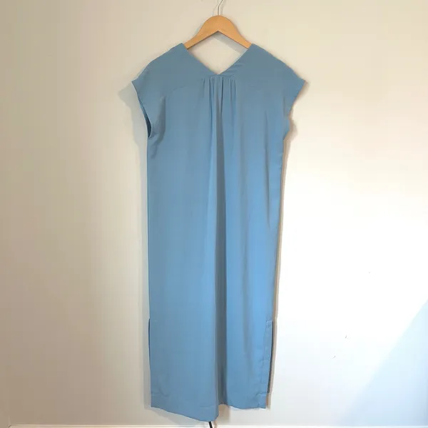 Prologue Women's Dress Size‎ Small Blue V Neck Midi Cap Sleeve Casual - Image 3