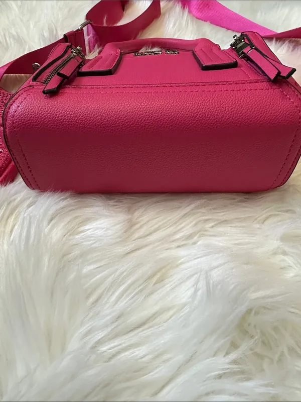 Madden NYC Hot Pink Mini Satchel with Detachable Strap & Rhinestone Pouch - Image 4