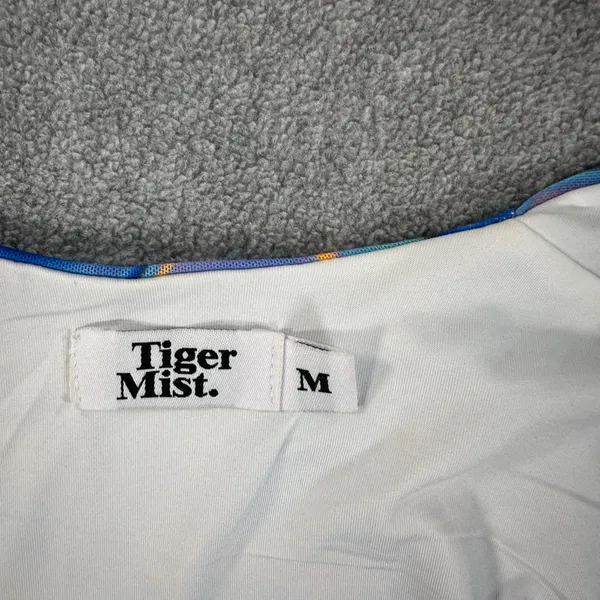 Tiger Mist Graffiti Bolero Ruched Long Sleeve Sz Medium Blue Orange Purple Mesh - Image 3