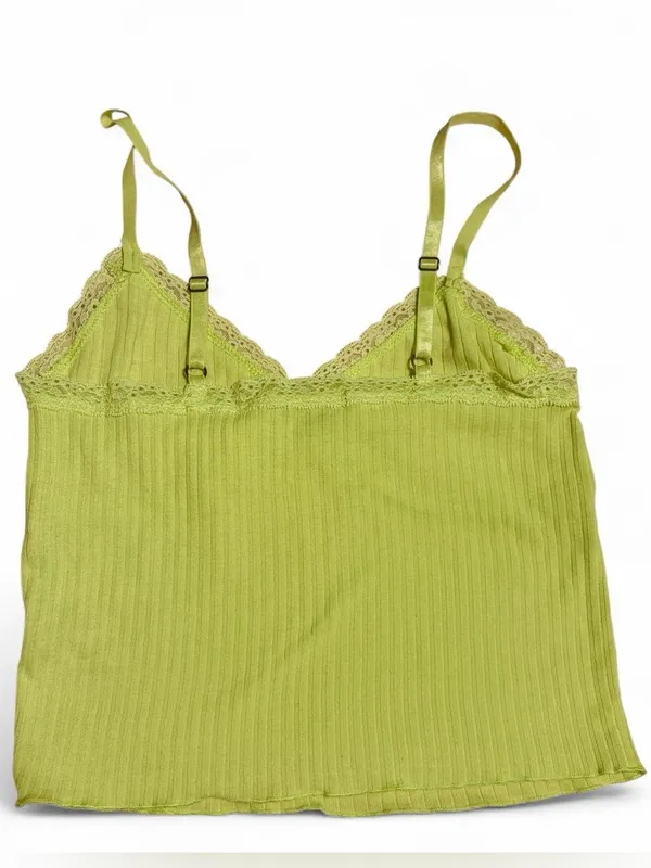 wild fable Lime Green Ribbed Lace-Trim Cami - Image 2
